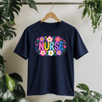 Women's Floral School Nurse T-Shirt
