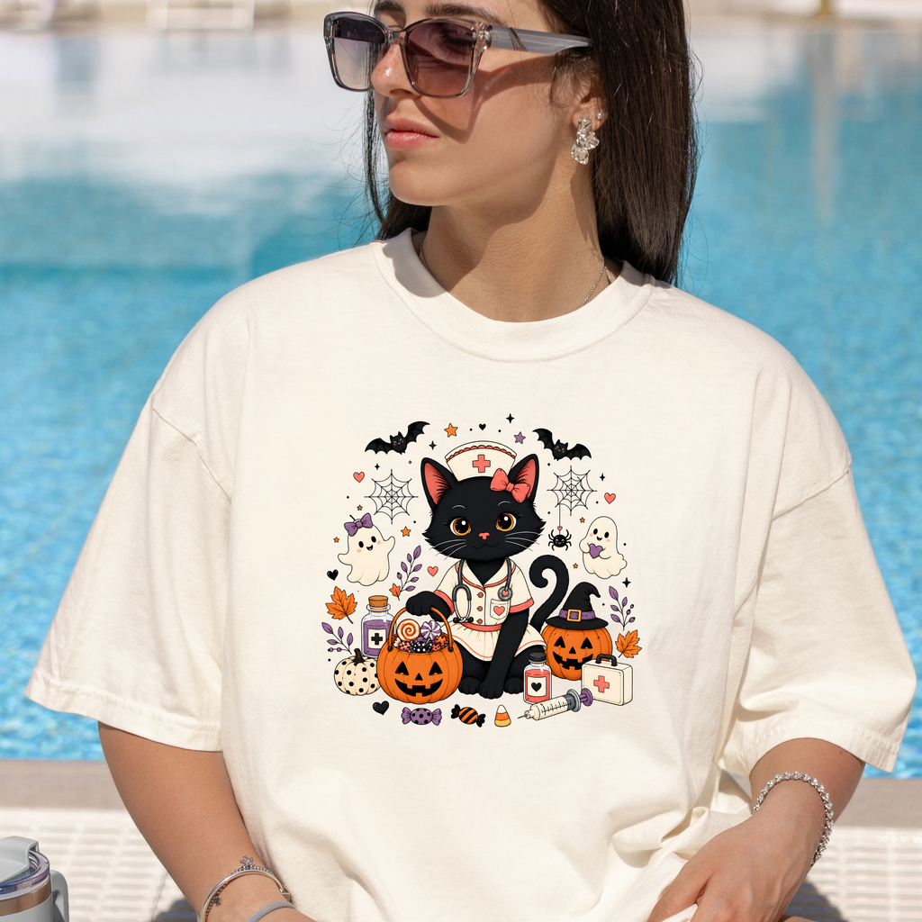 Halloween Cat Nurse Shirt for Women