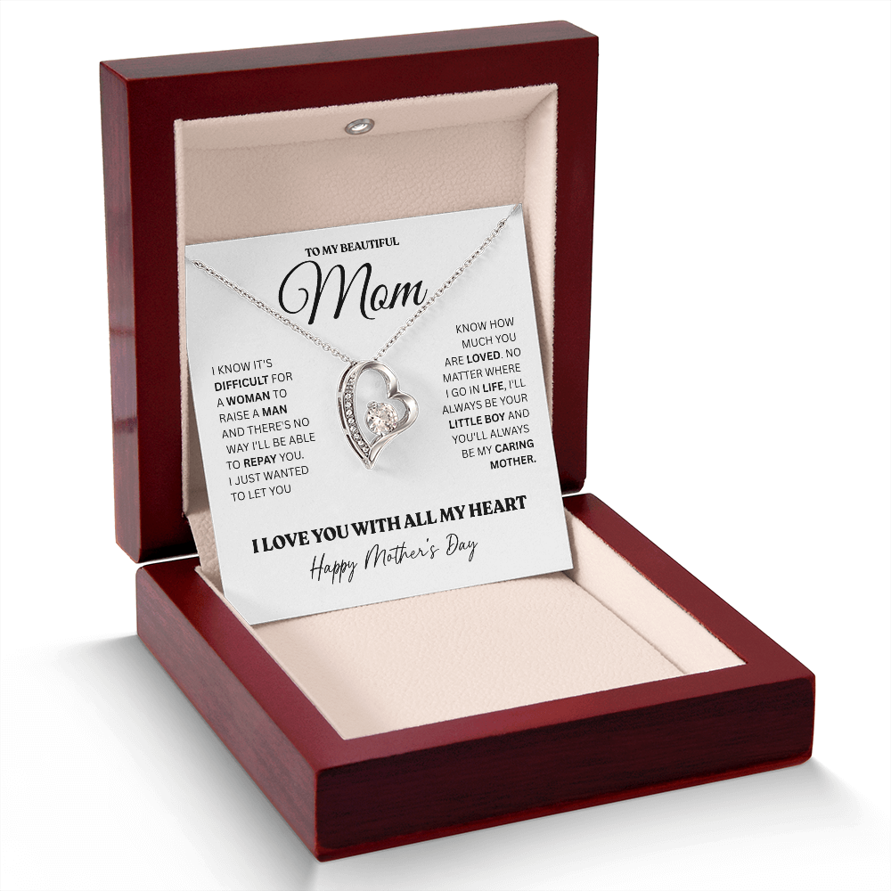 Mother Son Heart Necklace Gift for Mom