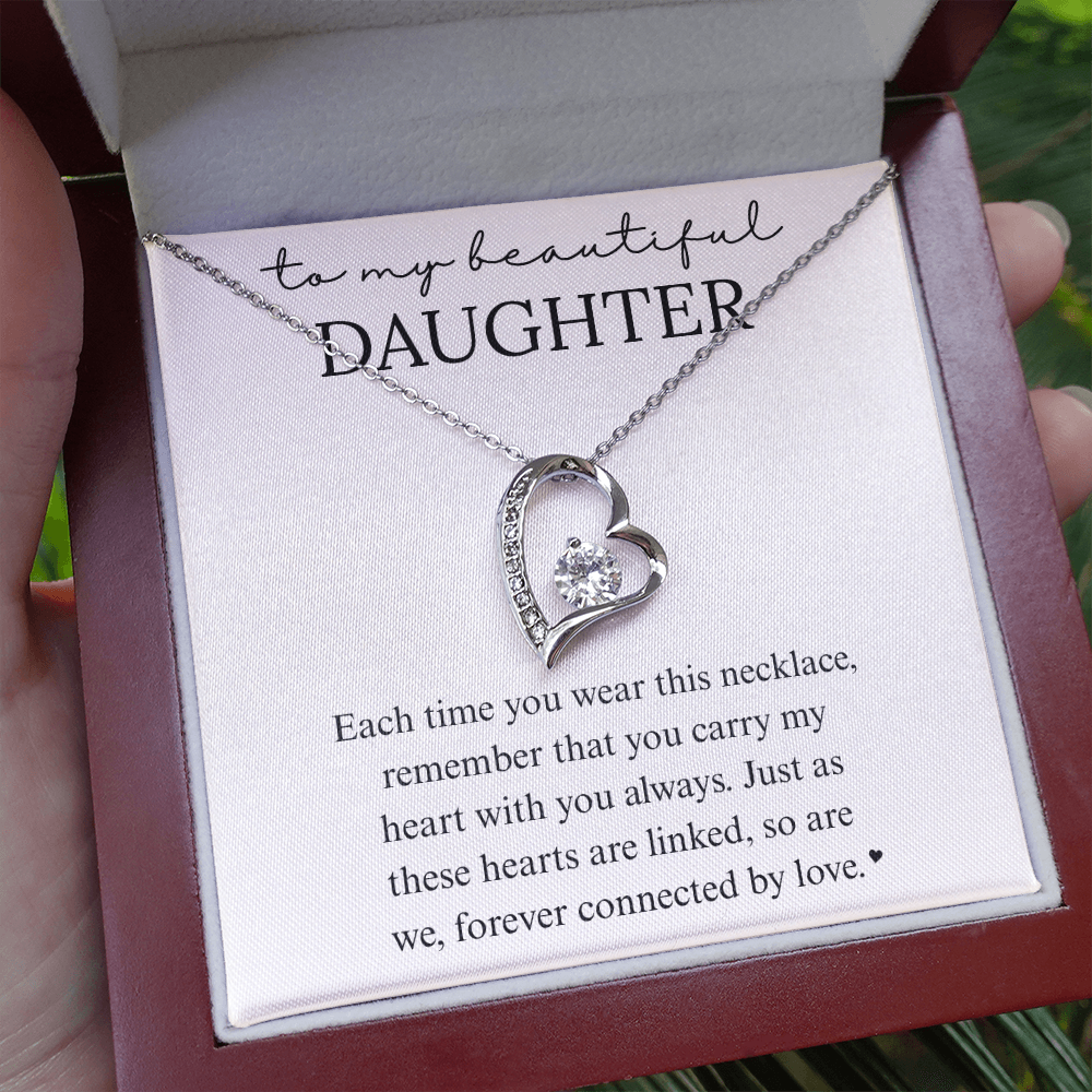 Daughter Heart Linked Necklace Gift
