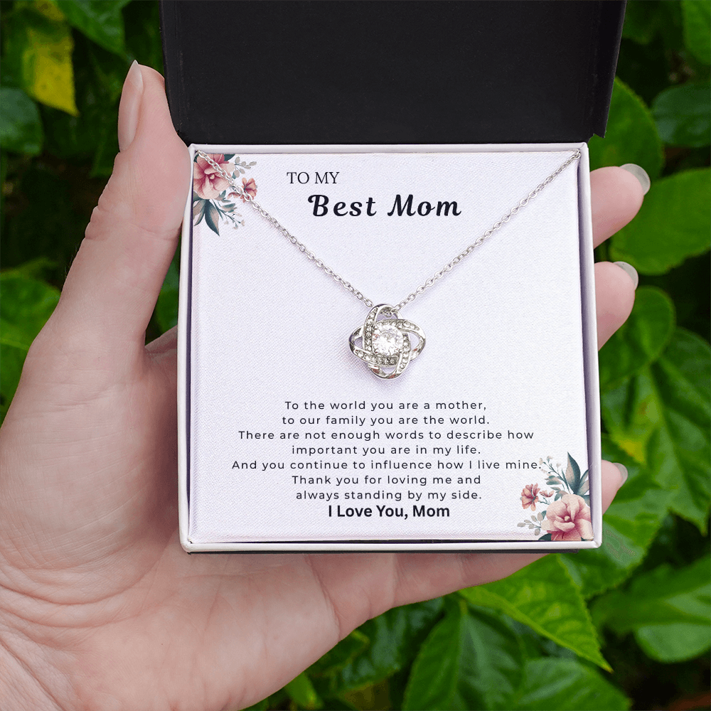 Best Mom Floral Necklace Gift