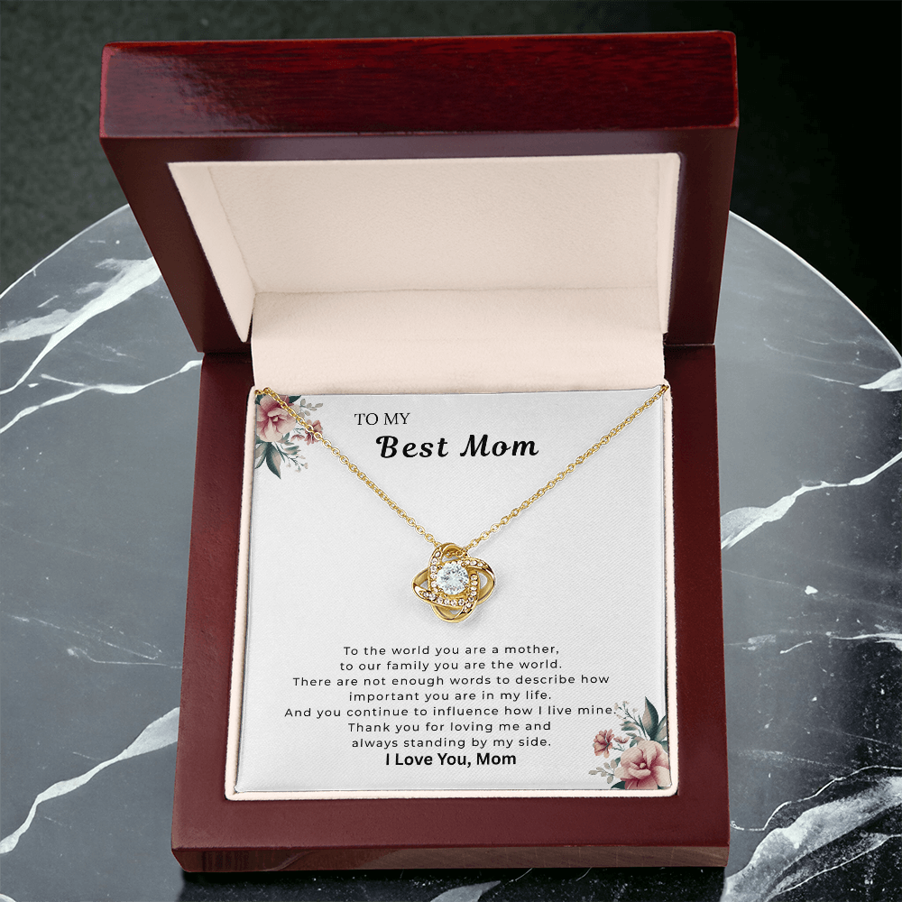 Best Mom Floral Necklace Gift