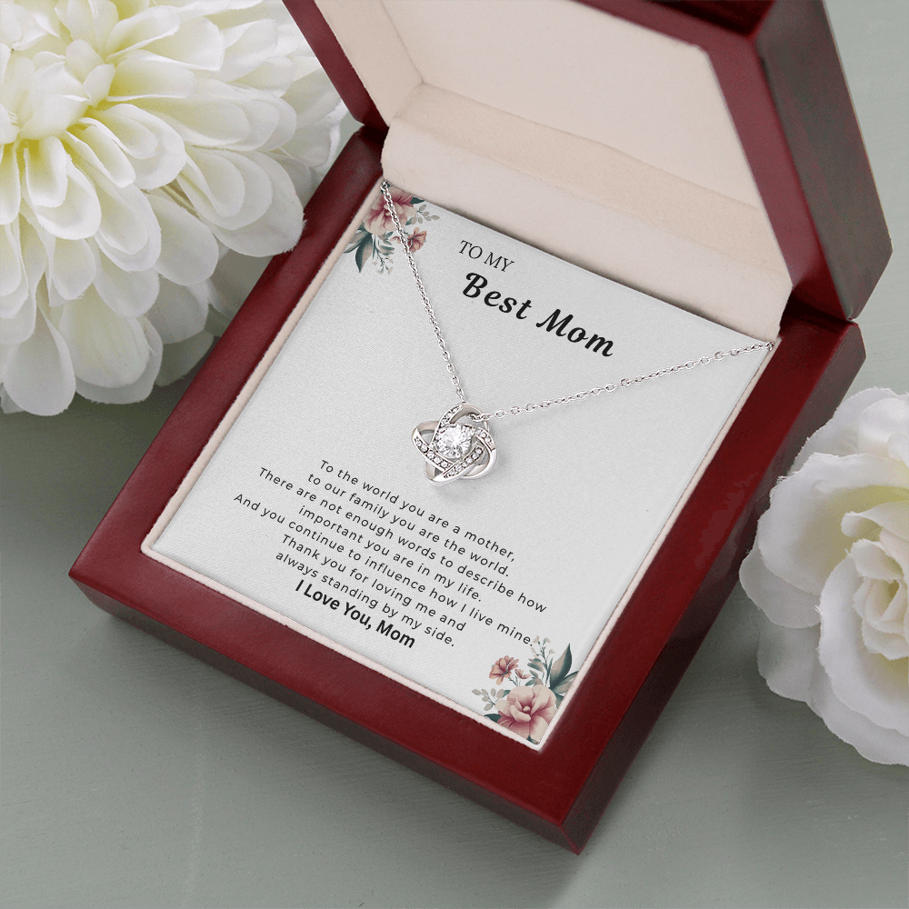 Best Mom Floral Necklace Gift