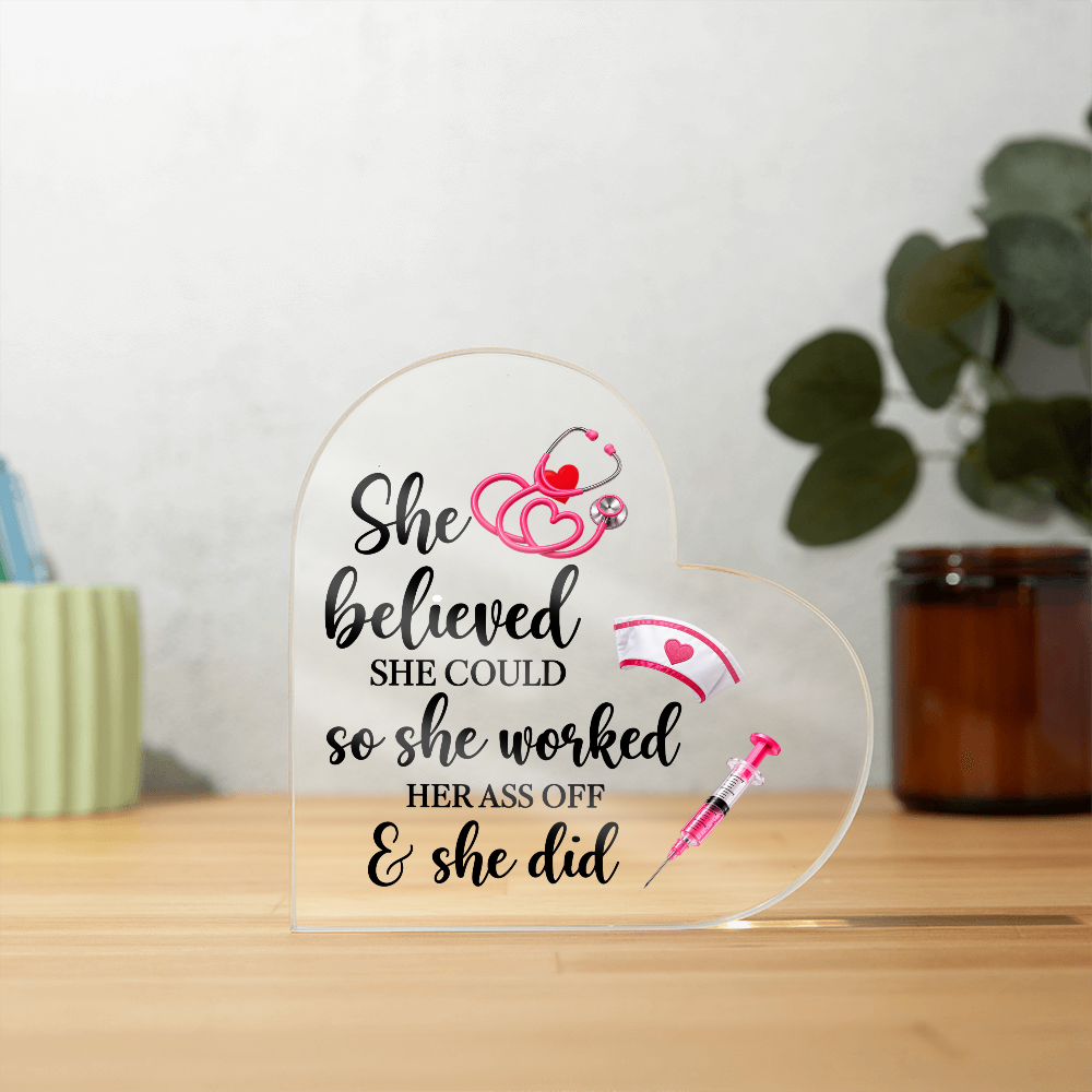 Acrylic Heart Block Nurse Gift