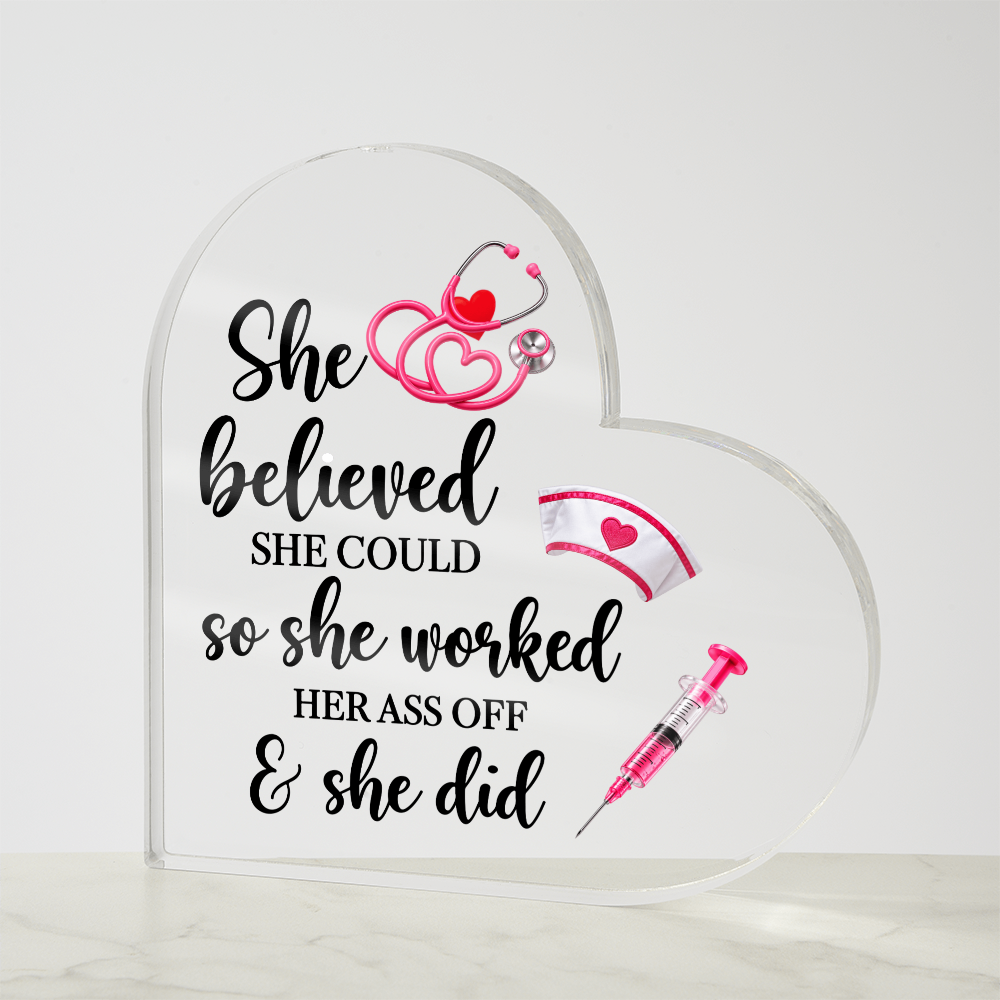 Acrylic Heart Block Nurse Gift