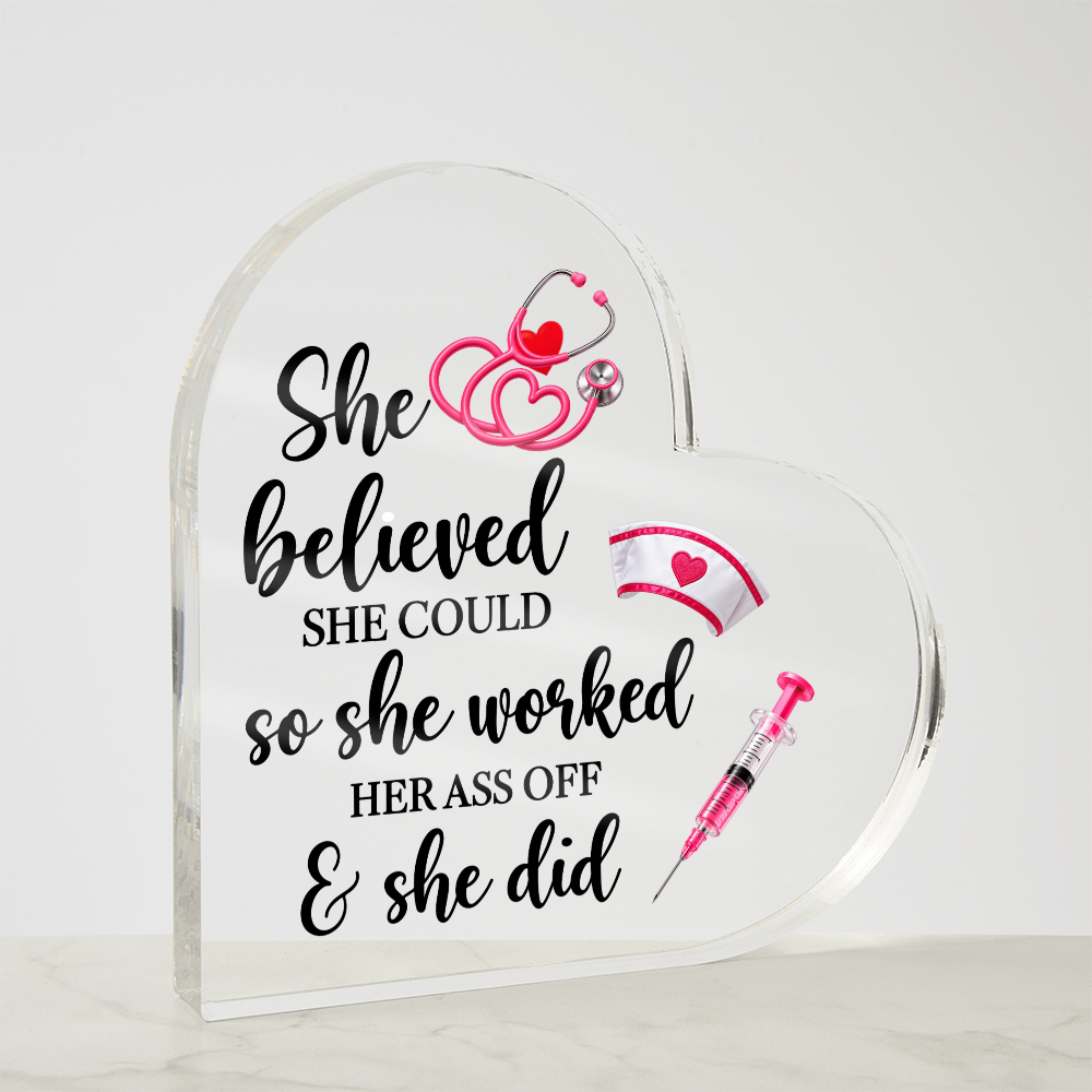 Acrylic Heart Block Nurse Gift