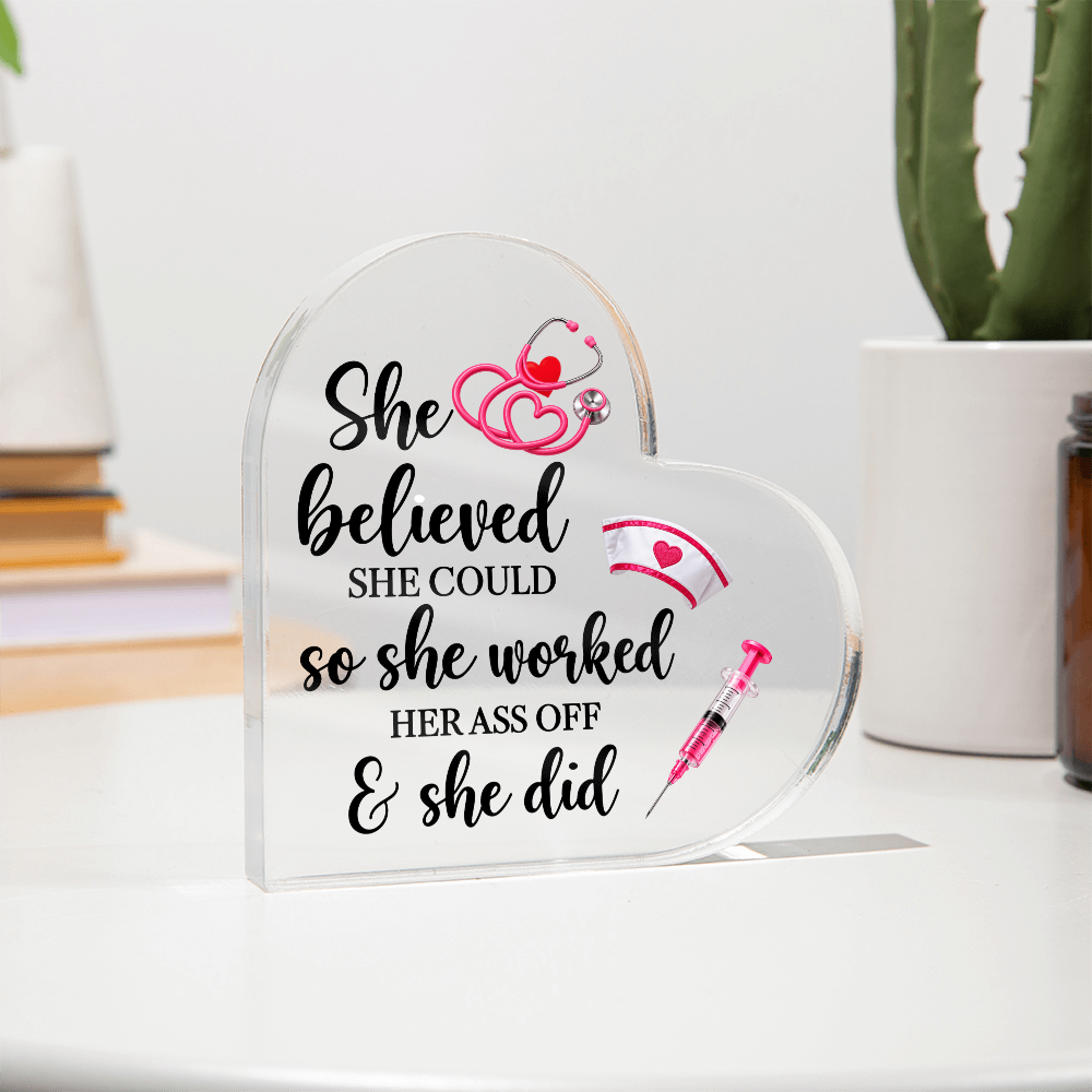 Acrylic Heart Block Nurse Gift
