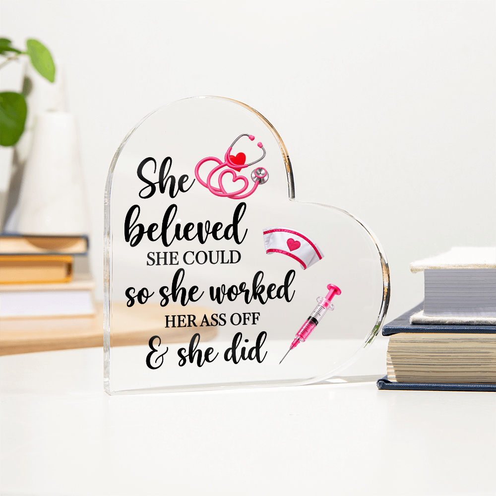 Acrylic Heart Block Nurse Gift
