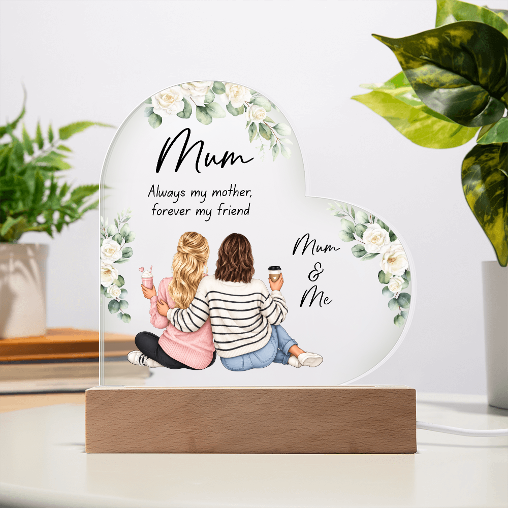 Mother Daughter Acrylic Heart Plaque Gift