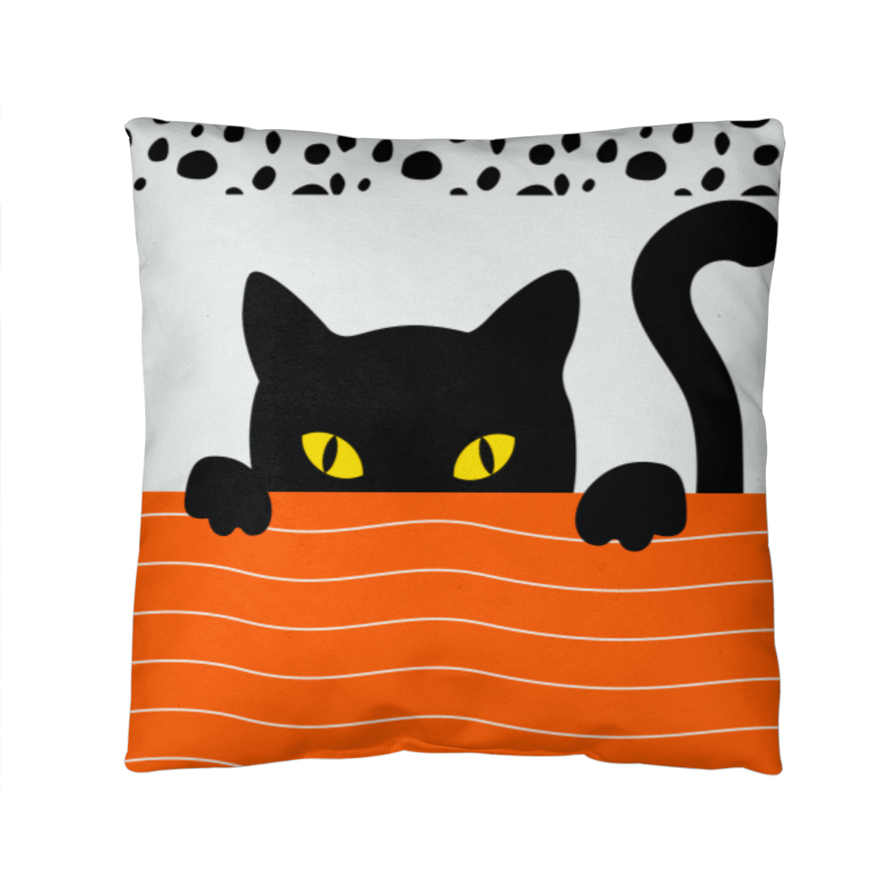Cute Black Cat Halloween Pillow