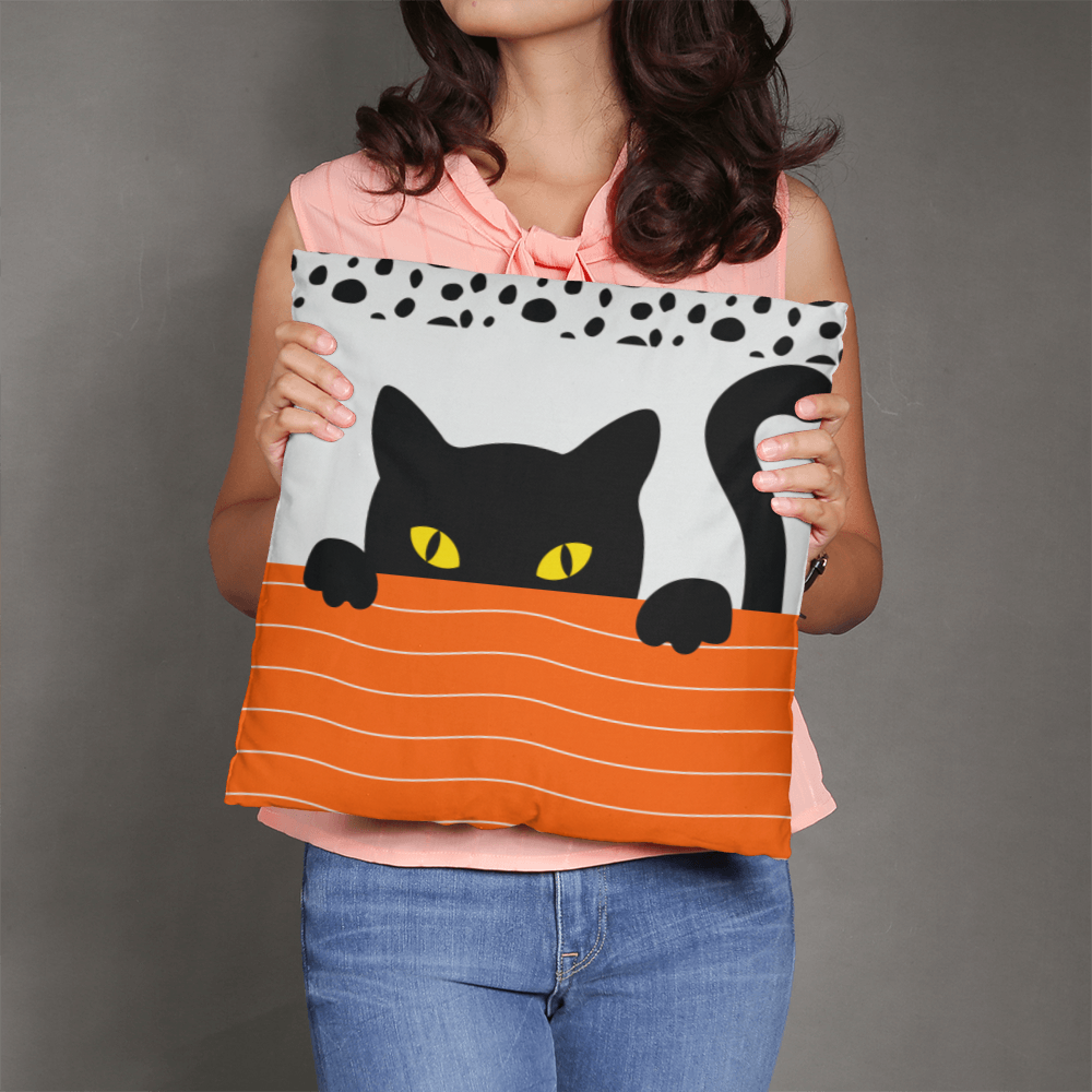 Cute Black Cat Halloween Pillow