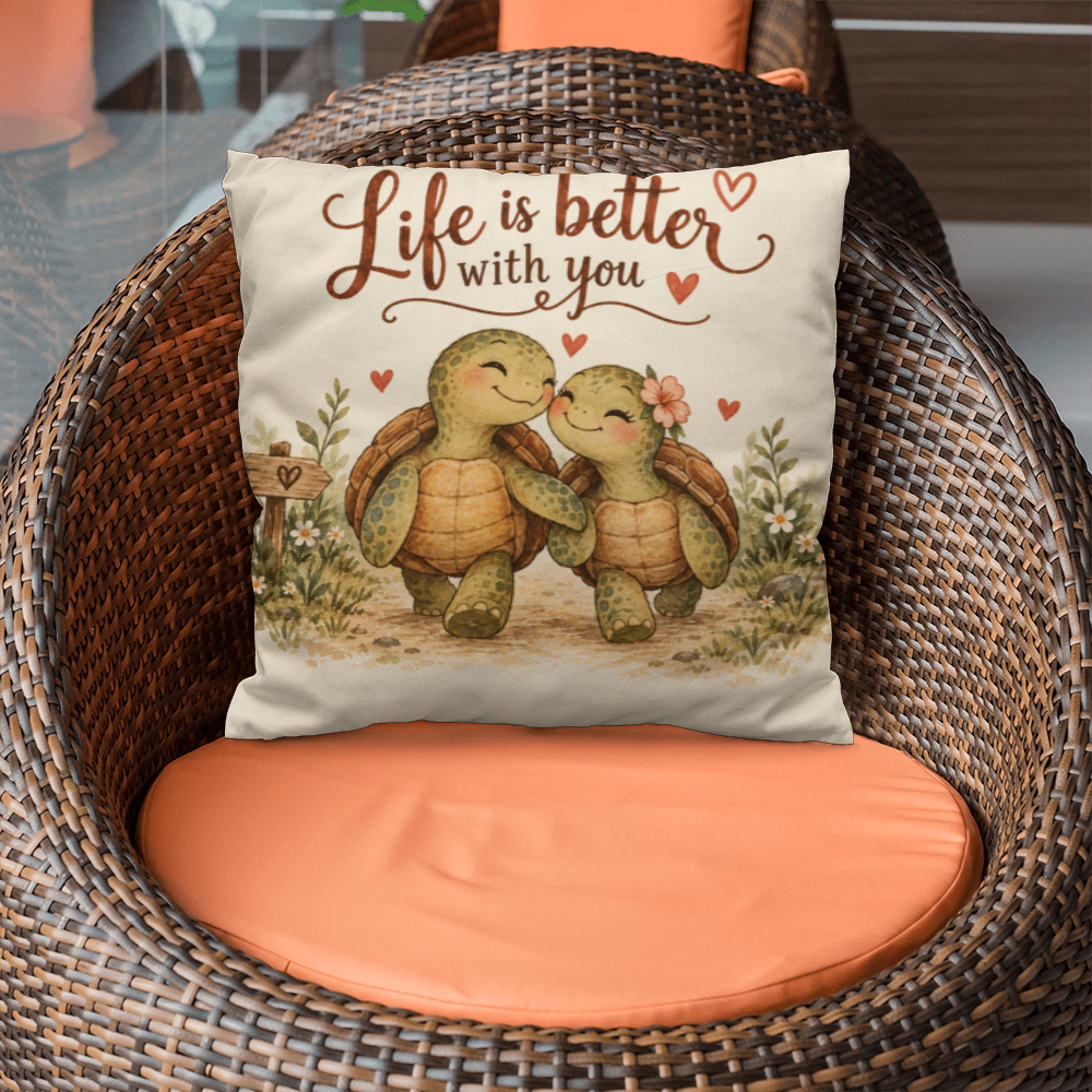 Turtle Love Decorative Pillow Cover