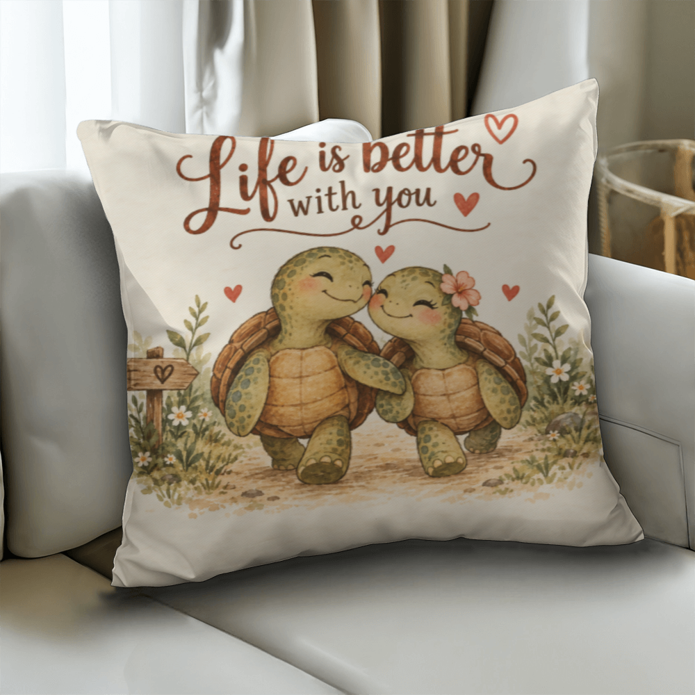 Turtle Love Decorative Pillow Cover