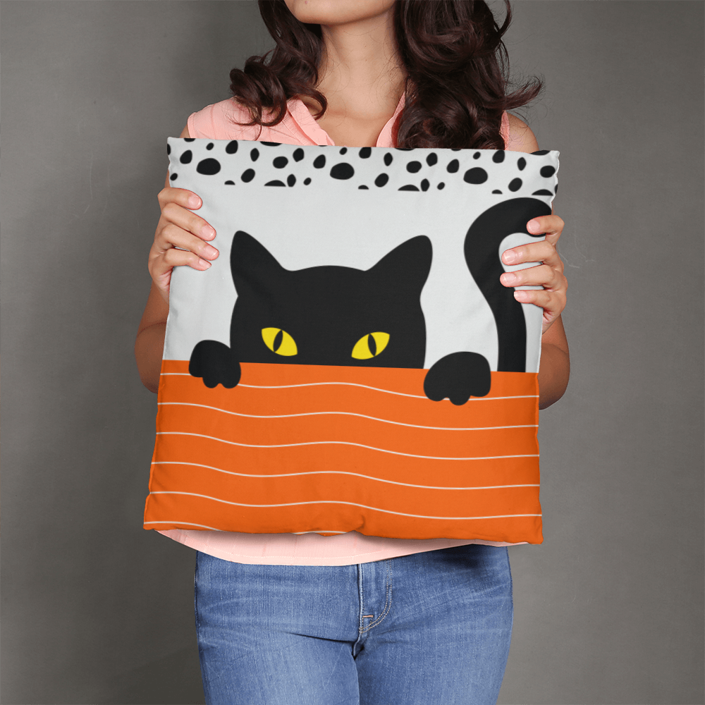 Cute Black Cat Halloween Pillow