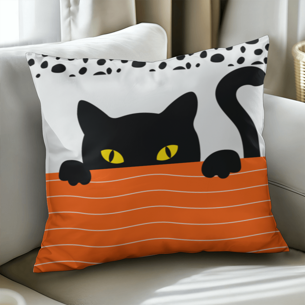 Cute Black Cat Halloween Pillow