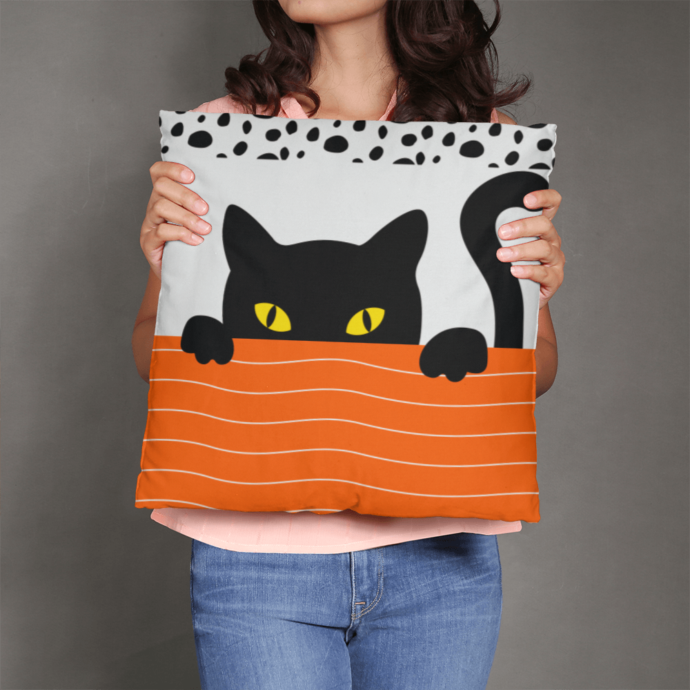 Cute Black Cat Halloween Pillow