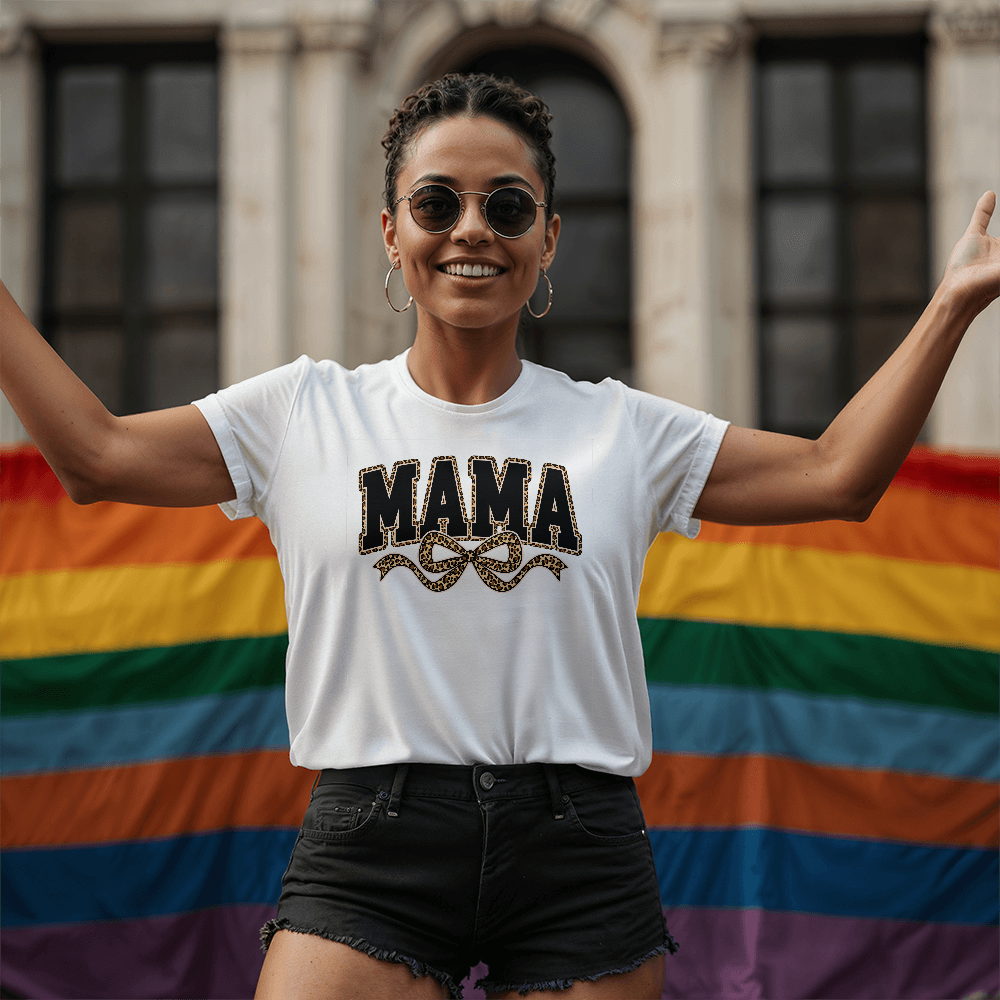 Leopard Mama Bow Graphic Shirt Gift