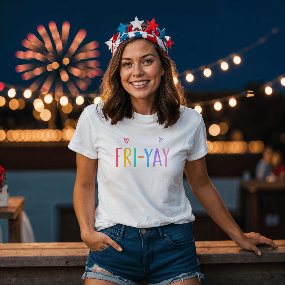 Happy Fri-Yay Colorful Graphic Tee