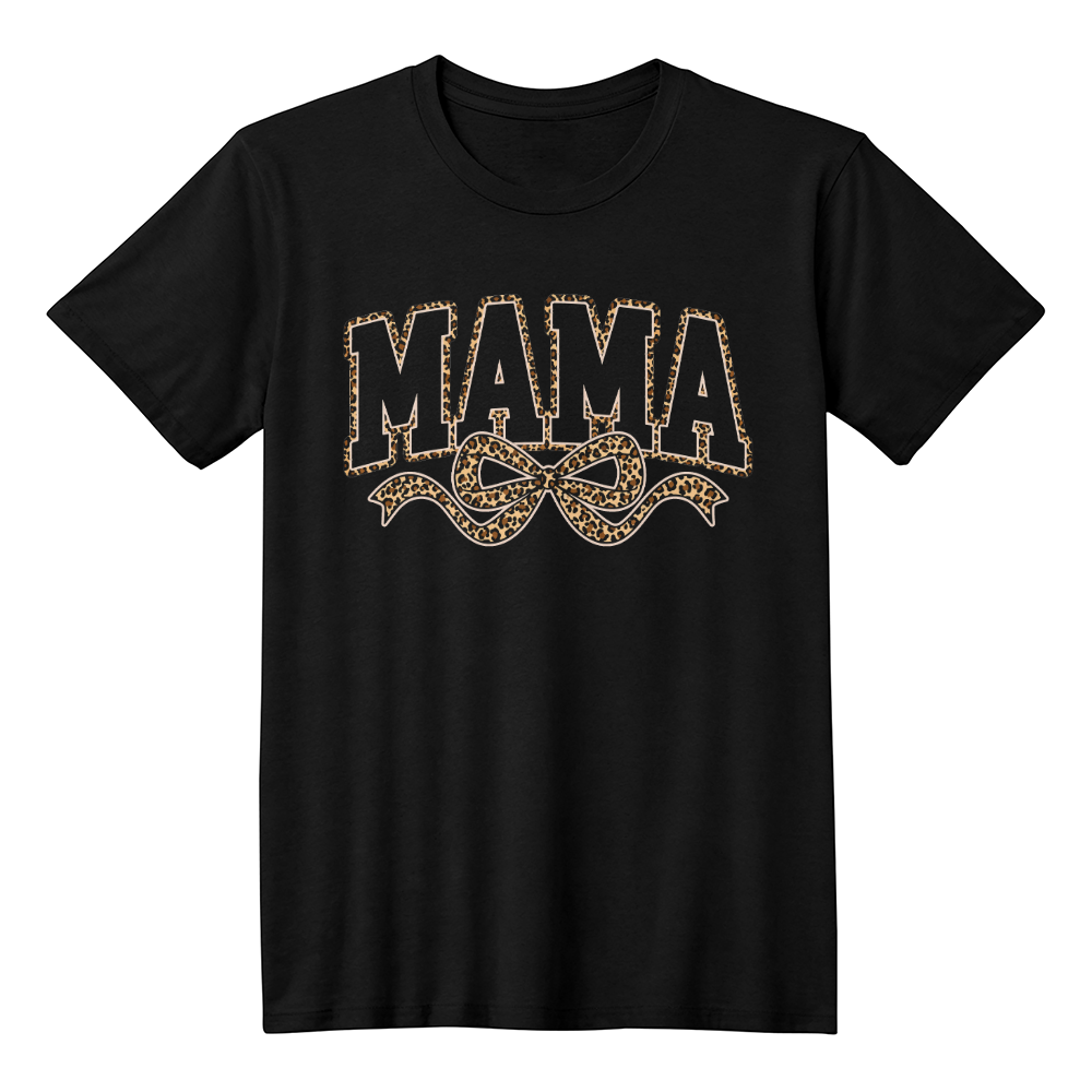 Leopard Mama Bow Graphic Shirt Gift