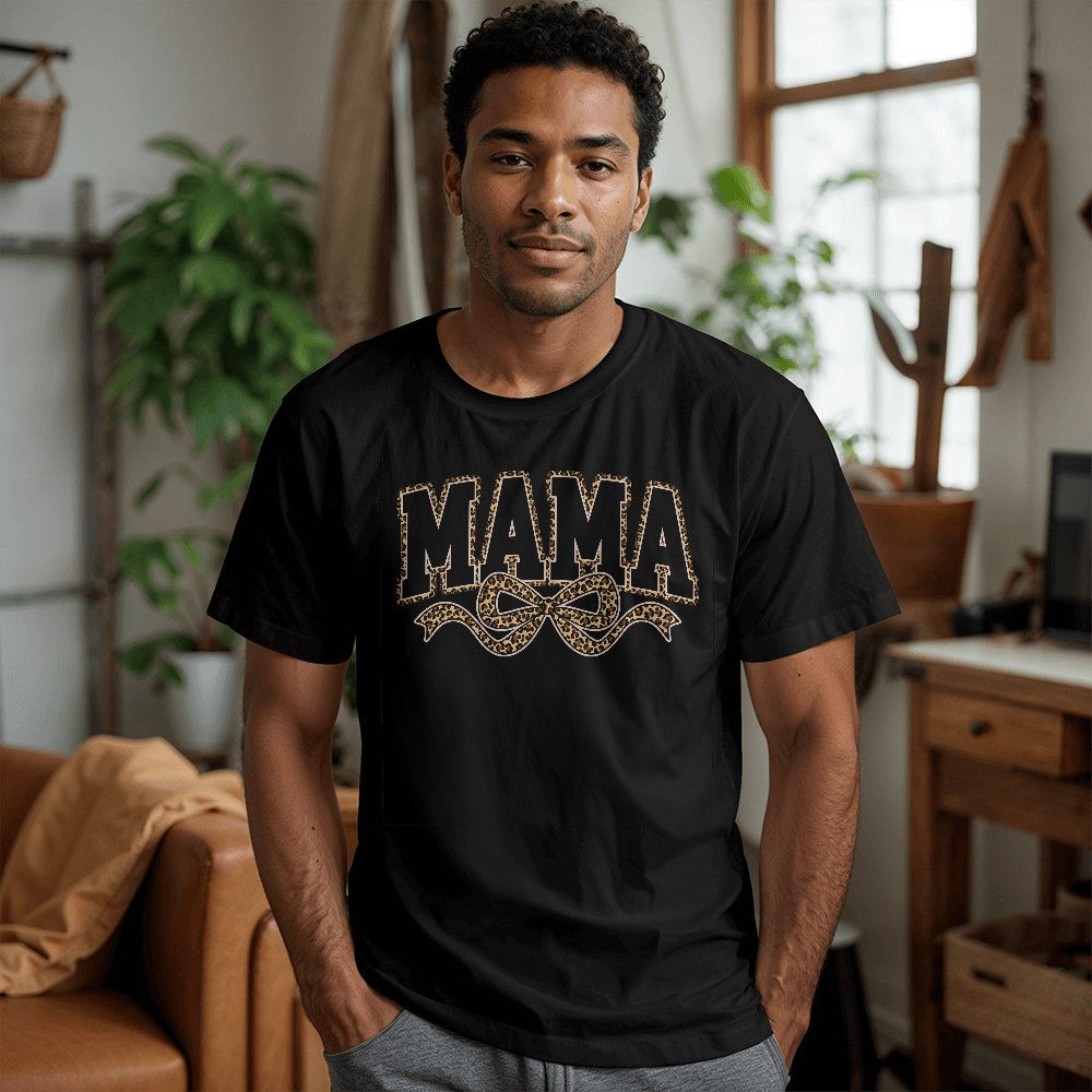Leopard Mama Bow Graphic Shirt Gift