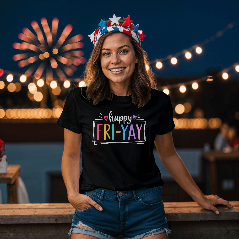 Happy Fri-Yay Colorful Graphic Tee