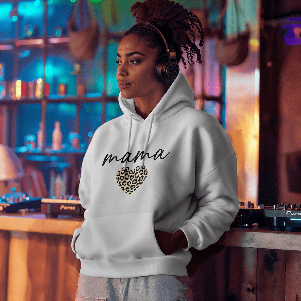 Mama Leopard Heart Mom Gift Hoodies