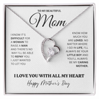 Mother Son Heart Necklace Gift for Mom