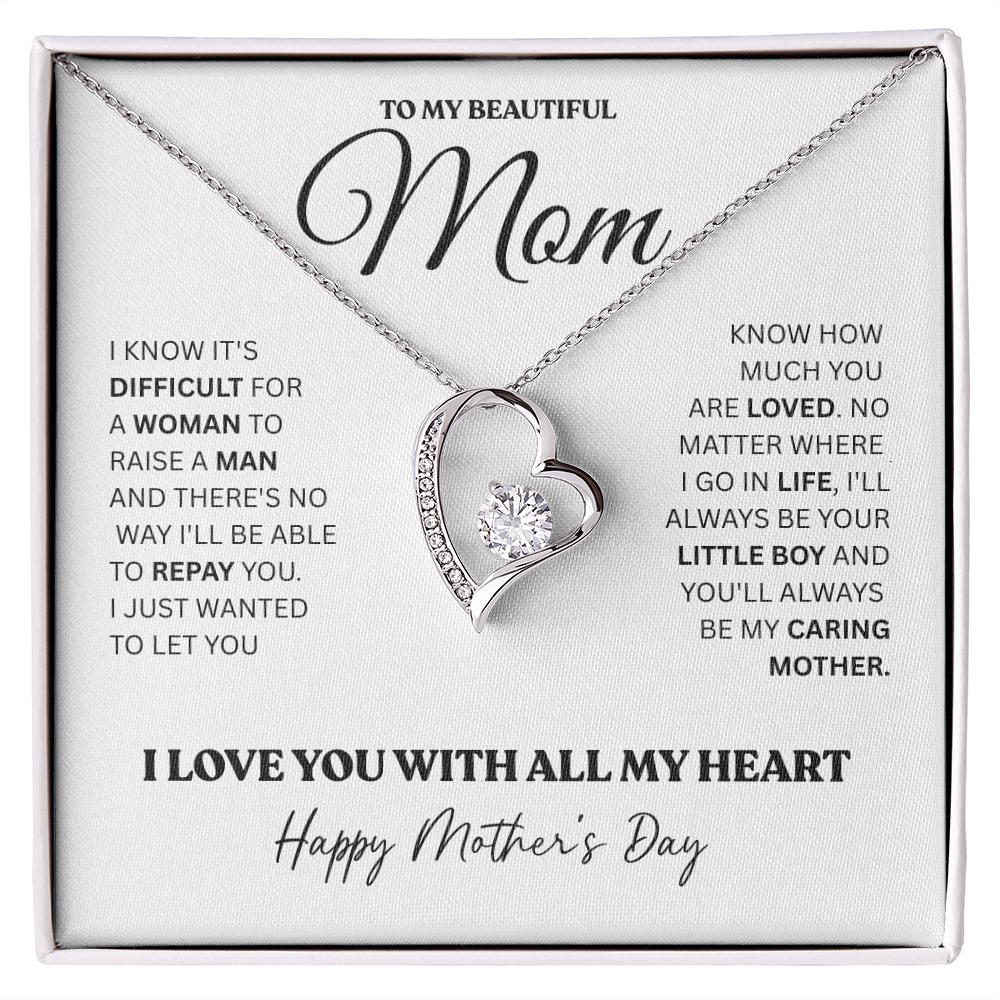 Mother Son Heart Necklace Gift for Mom