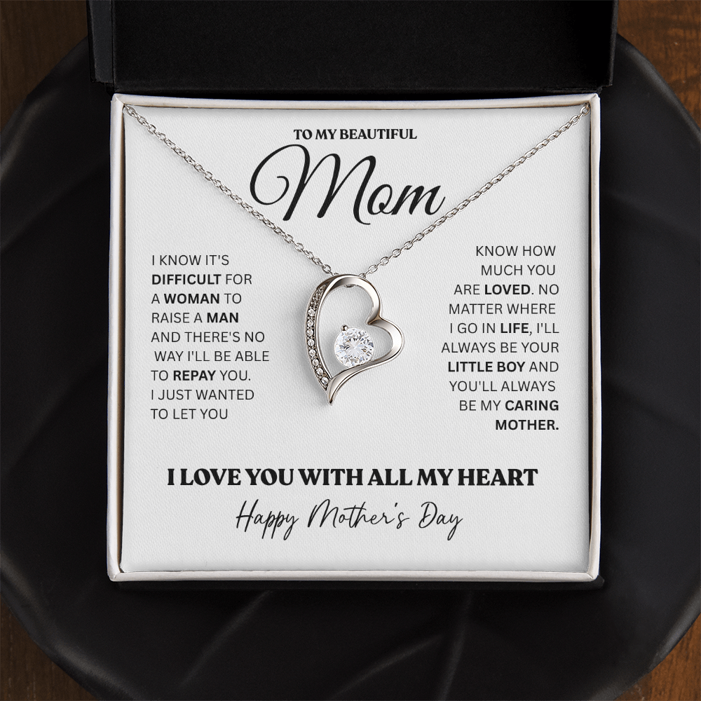 Mother Son Heart Necklace Gift for Mom
