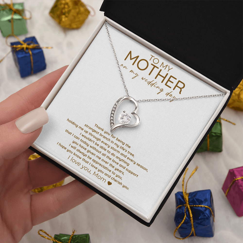 Wedding Day Heart Necklace Gift Mom