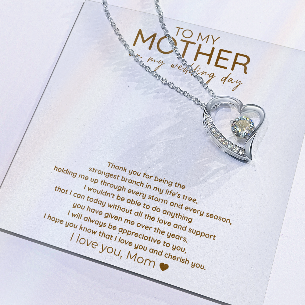 Wedding Day Heart Necklace Gift Mom