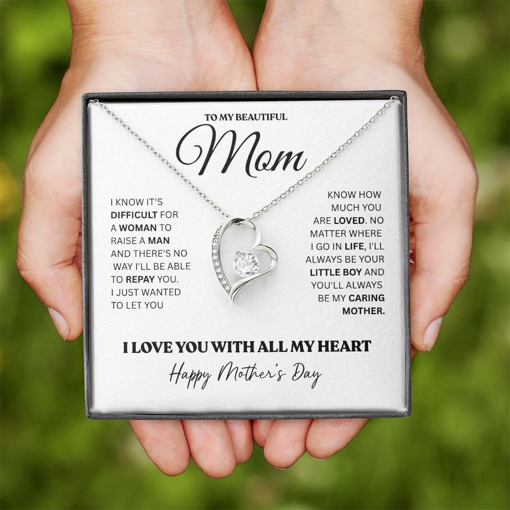 Mother Son Heart Necklace Gift for Mom