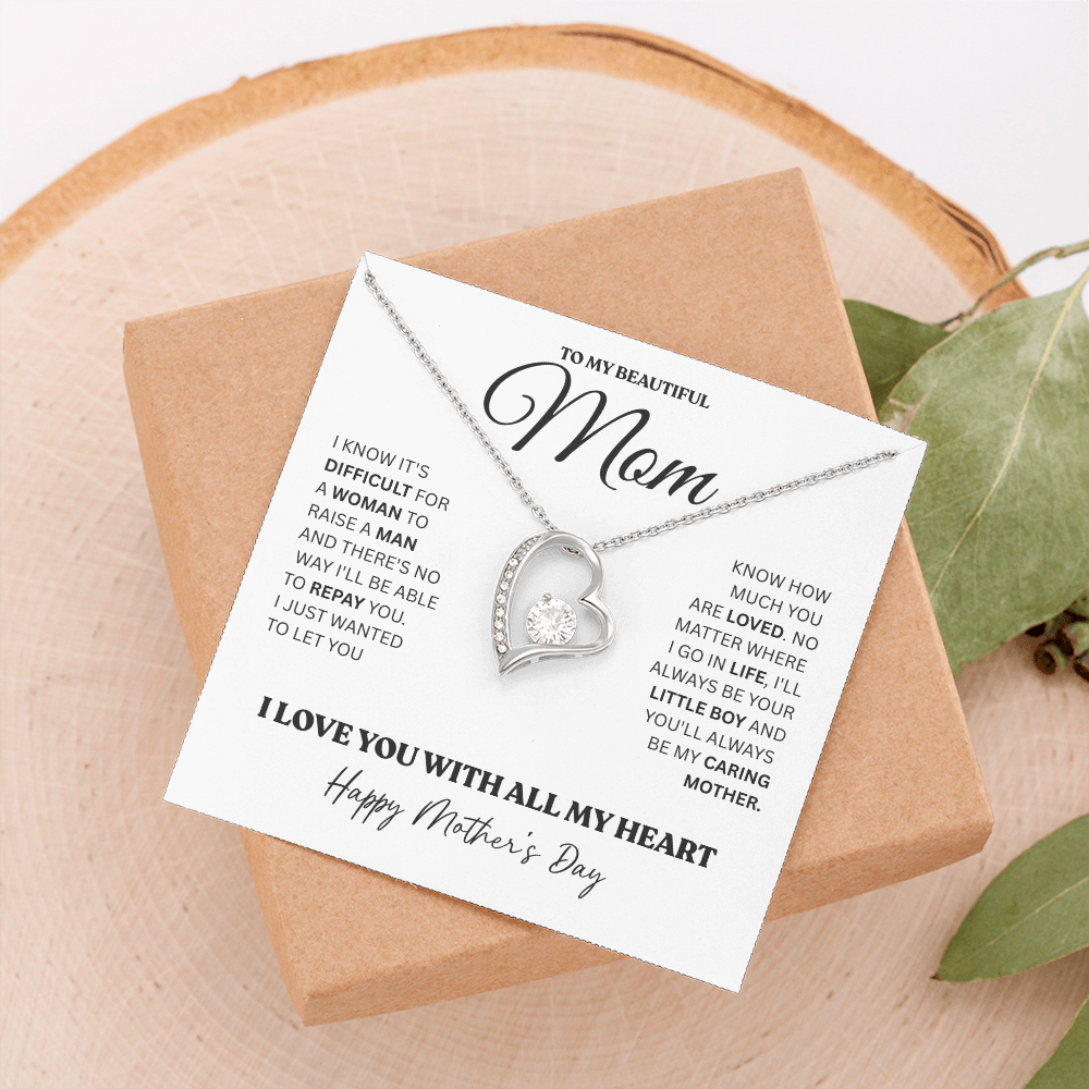 Mother Son Heart Necklace Gift for Mom