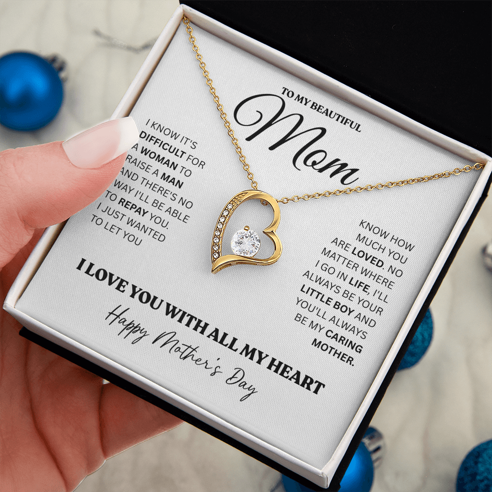 Mother Son Heart Necklace Gift for Mom