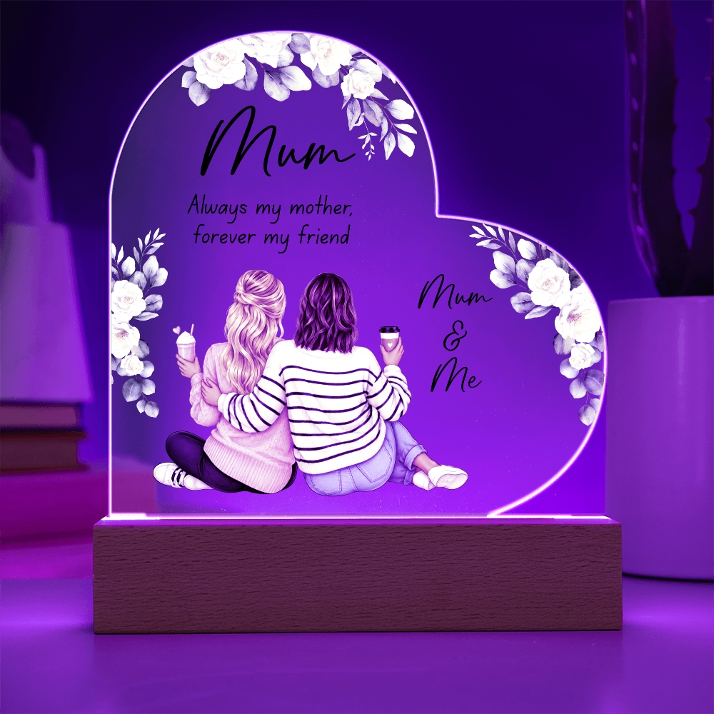 Mother Daughter Acrylic Heart Plaque Gift