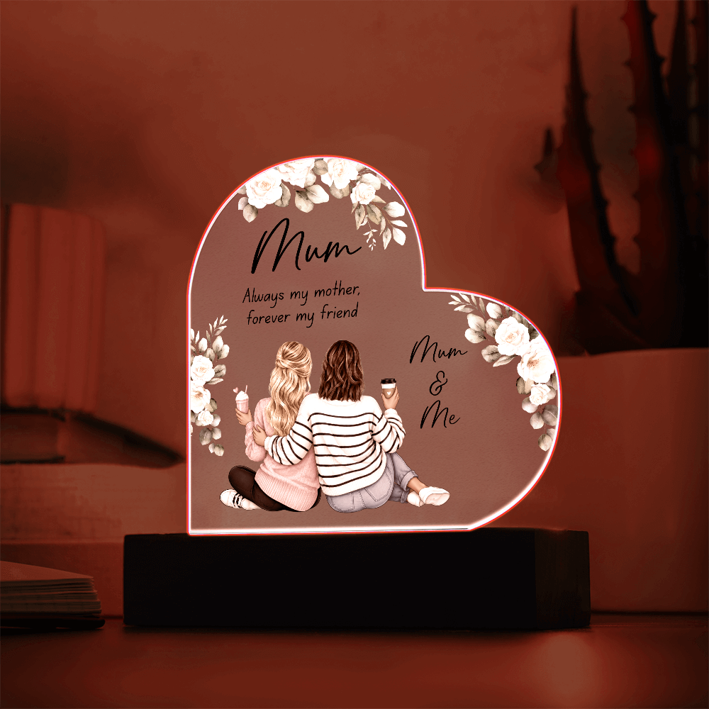 Mother Daughter Acrylic Heart Plaque Gift